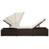 vidaXL Chaise longue avec auvent et coussin r&eacute;sine tress&eacute;e marron