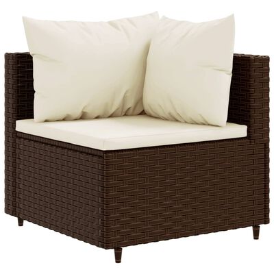 vidaXL Salon de jardin 6 pcs avec coussins Marron Résine tressée