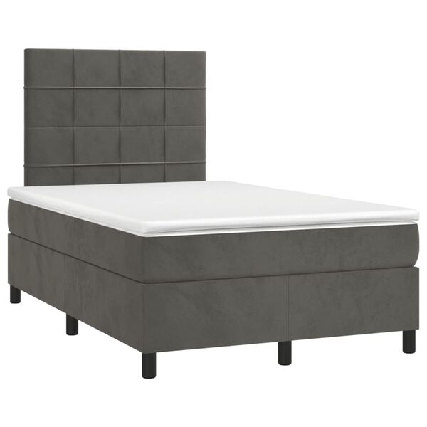vidaXL Sommier &agrave; lattes de lit et matelas gris fonc&eacute; 120x190cm velours