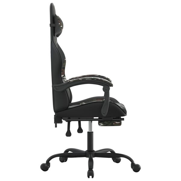 vidaXL Chaise de jeu avec repose-pied Noir et camouflage Similicuir