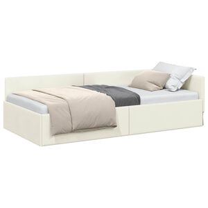 vidaXL Cadre de lit d'angle Cr&egrave;me 80 x 200 cm Velours