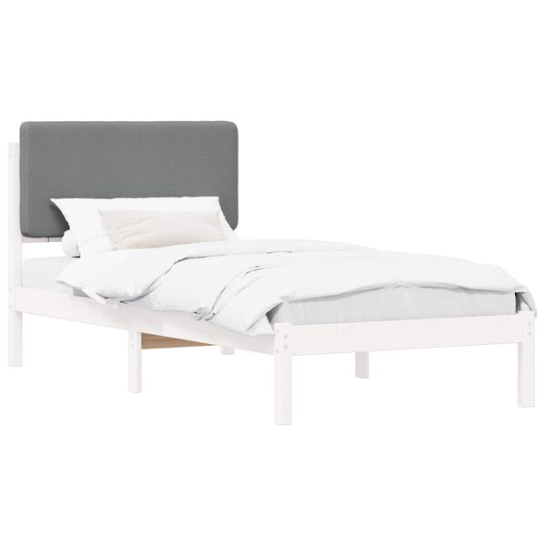 vidaXL Cadre de lit avec t&ecirc;te de lit rembourr&eacute;e Gris clair 90 x 200 cm