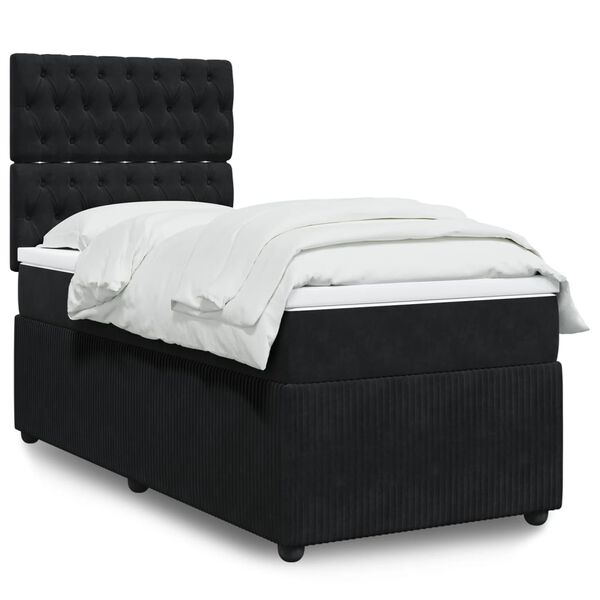 vidaXL Sommier &agrave; lattes de lit et matelas Noir 80x200 cm Velours