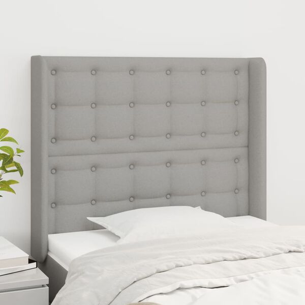 vidaXL T&ecirc;te de lit avec oreilles Gris clair 83x16x118/128 cm Tissu