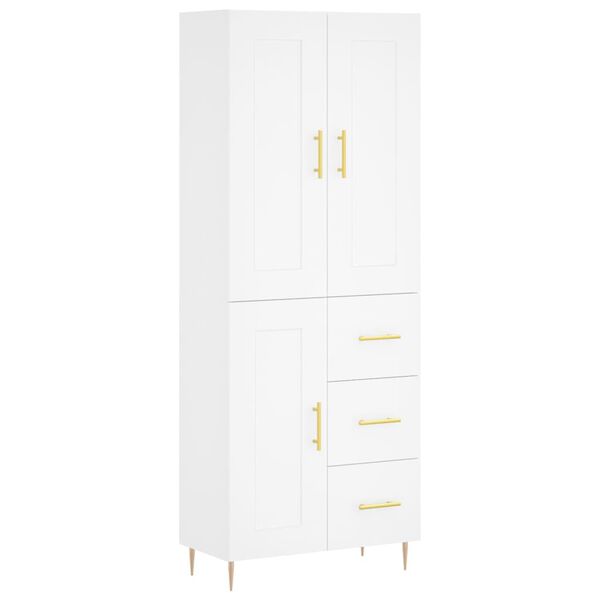 vidaXL Buffet haut Blanc 69,5x34x180 cm Bois d'ing&eacute;nierie