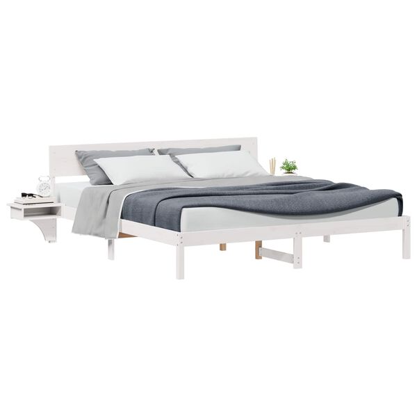 vidaXL Cadre de lit avec t&ecirc;te de lit Blanc 180 x 200 cm Pin massif