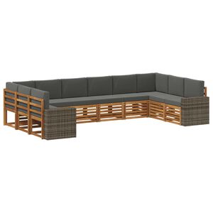 vidaXL Ensemble de canap&eacute;s d'ext&eacute;rieur 10 pcs Naturel et Anthracite