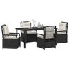 vidaXL Ensemble de salle &agrave; manger pour jardin 5 pcs Noir polyrotin