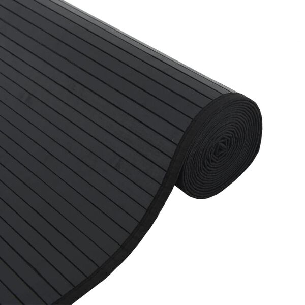 vidaXL Tapis carr&eacute; noir 100x100 cm bambou