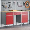 vidaXL Placard de travail avec tiroir 3 pcs Rouge 150 x 55 x 85 cm
