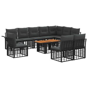 vidaXL Ensemble de canap&eacute; de jardin 11 pc Noir et Gris fonc&eacute; polyrotin
