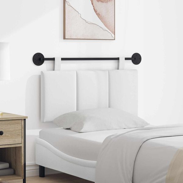 vidaXL T&ecirc;te de lit suspendue Montage mural Blanc 90 x 55 x 5 cm tissu