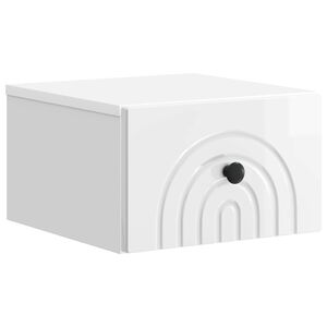 vidaXL Cabinet de chevet mural Blanc brillant 33 x 34,5 x 20 cm