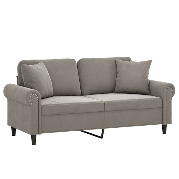 vidaXL Canap&eacute; 2 places oreillers et coussins Gris clair 140 cm Velours