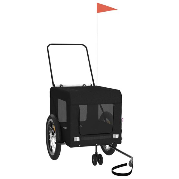 vidaXL Remorque de v&eacute;lo pour animaux de compagnie noir