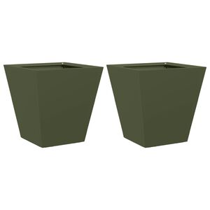 vidaXL Jardini&egrave;res 2 pcs vert olive 30x30x30 cm acier