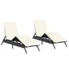 vidaXL Chaises longues avec coussins lot de 2 noir r&eacute;sine tress&eacute;e