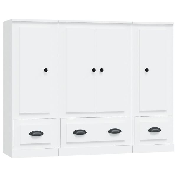 vidaXL Buffets 3 pcs blanc bois d'ing&eacute;nierie