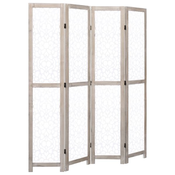vidaXL Cloison de s&eacute;paration 4 panneaux Blanc 140x165 cm Bois solide