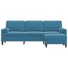 vidaXL Canap&eacute; &agrave; 3 places avec repose-pieds Bleu 210 cm Velours