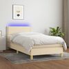 vidaXL Sommier &agrave; lattes de lit avec matelas LED Cr&egrave;me 90x200 cm Tissu