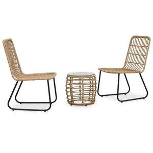 vidaXL Ensemble de bistro 3 pcs R&eacute;sine tress&eacute;e Ch&ecirc;ne