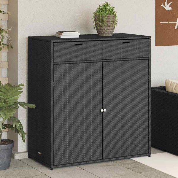 vidaXL Armoire de rangement de jardin noir 105x55x113cm résine tressée