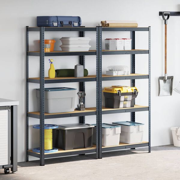 vidaXL &Eacute;tag&egrave;res de rangement 5 niveaux 2 pcs Anthracite Acier et bois
