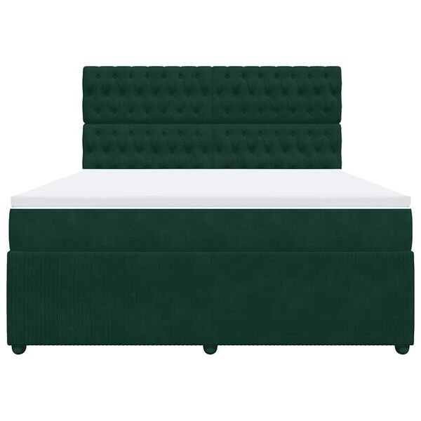 vidaXL Sommier &agrave; lattes de lit et matelas Vert fonc&eacute; 180x200cm Velours