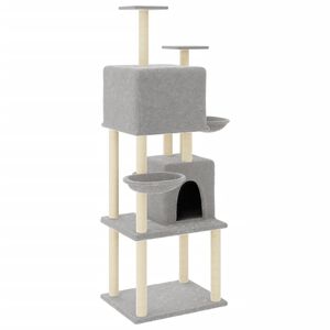vidaXL Arbre &agrave; chat avec griffoirs en sisal Gris clair 180 cm
