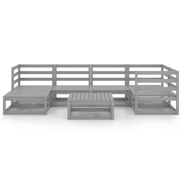 vidaXL Salon de jardin 7 pcs Gris Bois de pin massif