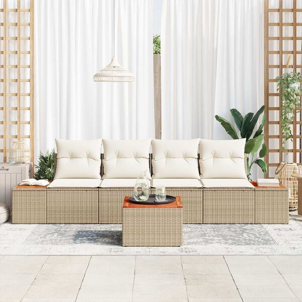 vidaXL Ensemble de canap&eacute; de jardin 5 pcs Beige Poly rotin