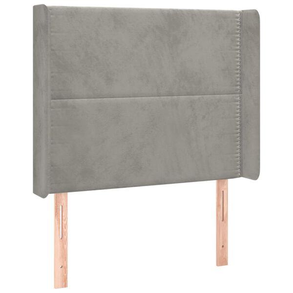 vidaXL T&ecirc;te de lit &agrave; LED Gris clair 93x16x118/128 cm Velours