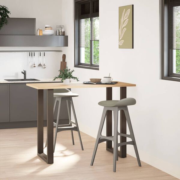 vidaXL Pieds de table de bar en forme de U, 2 pi&egrave;ces, acier naturel, 60 x (100-101) cm