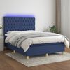 vidaXL Sommier &agrave; lattes de lit et matelas et LED Bleu 140x200 cm Tissu