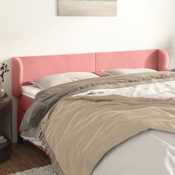 vidaXL T&ecirc;te de lit avec oreilles Rose 163x23x78/88 cm Velours