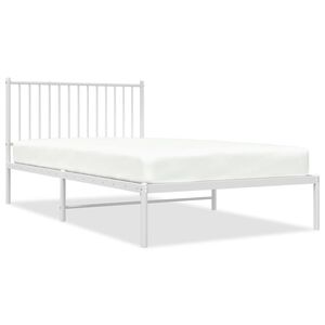 vidaXL Cadre de lit m&eacute;tal sans matelas et t&ecirc;te de lit blanc 107x203 cm