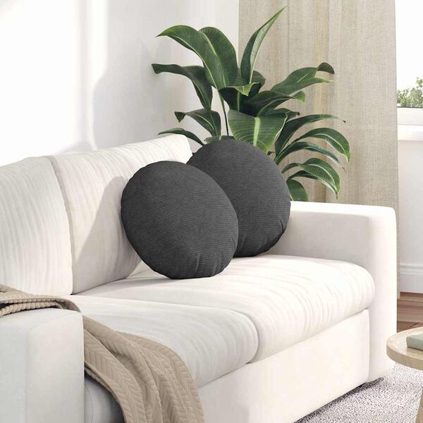 vidaXL Coussins de si&egrave;ge 2 pcs Gris fonc&eacute; &Oslash; 40 cm