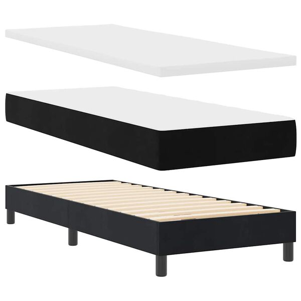 vidaXL Lit &agrave; ressorts avec matelas Noir 80 x 200 cm Velours