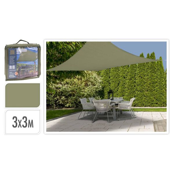 ProGarden Toile d'ombrage 3x3 m Vert Carr&eacute;