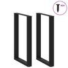 vidaXL Pieds de table de bar en U, 2 pi&egrave;ces, noir, 60 x 90-91 cm, acier