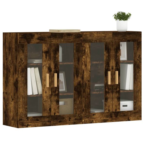 vidaXL Armoires murales 2 pcs ch&ecirc;ne fum&eacute; bois d'ing&eacute;nierie