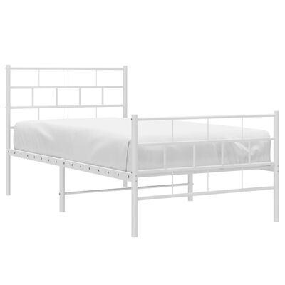 vidaXL Cadre de lit métal sans matelas et pied de lit blanc 107x203 cm