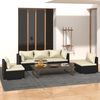 vidaXL Salon de jardin 5 pcs avec coussins R&eacute;sine tress&eacute;e Noir