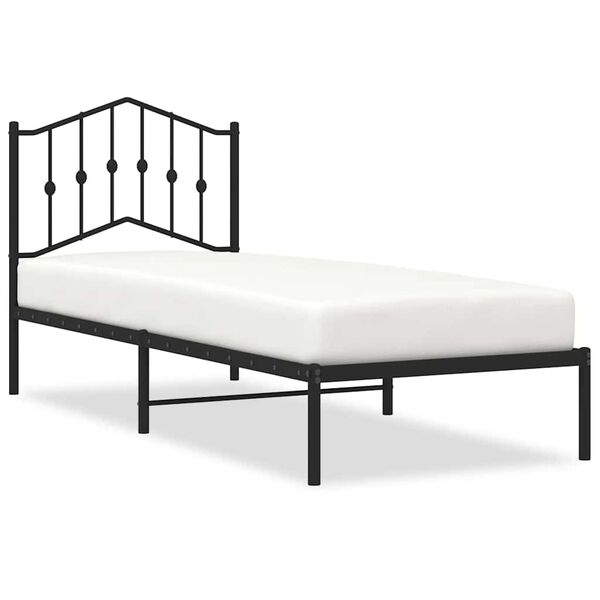 vidaXL Cadre de lit m&eacute;tal sans matelas avec t&ecirc;te de lit noir 90x200 cm