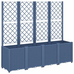vidaXL Jardini&egrave;re avec treillis bleu gris 160x40x140 cm PP