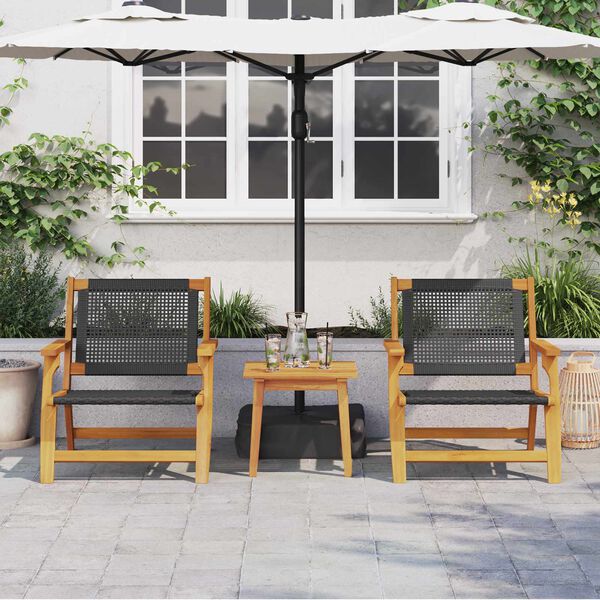 vidaXL Chaises de jardin avec table 3 pcs Noir Bois d'Acacia Massif