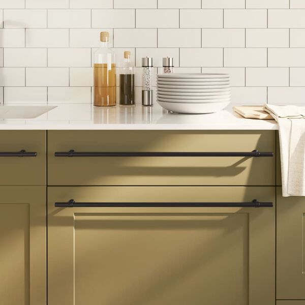 vidaXL Poignées d'armoire 10 pcs noir 480 mm acier inoxydable