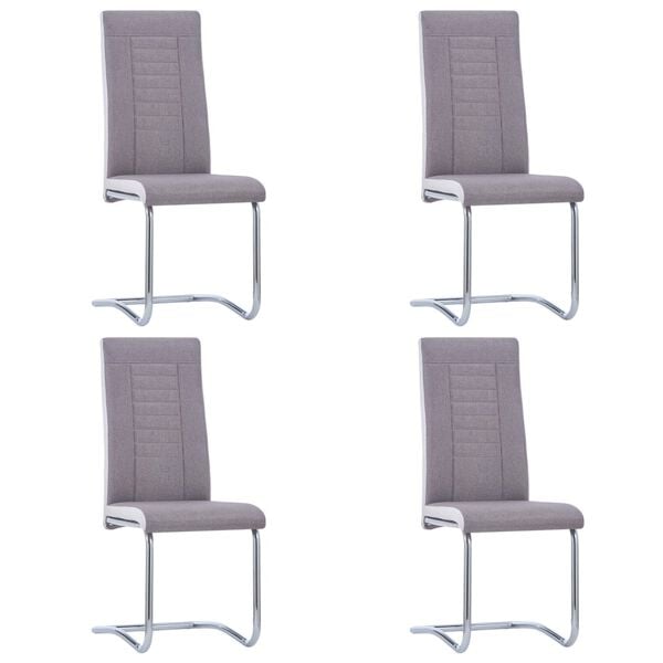 vidaXL Chaises &agrave; manger cantilever lot de 4 taupe tissu