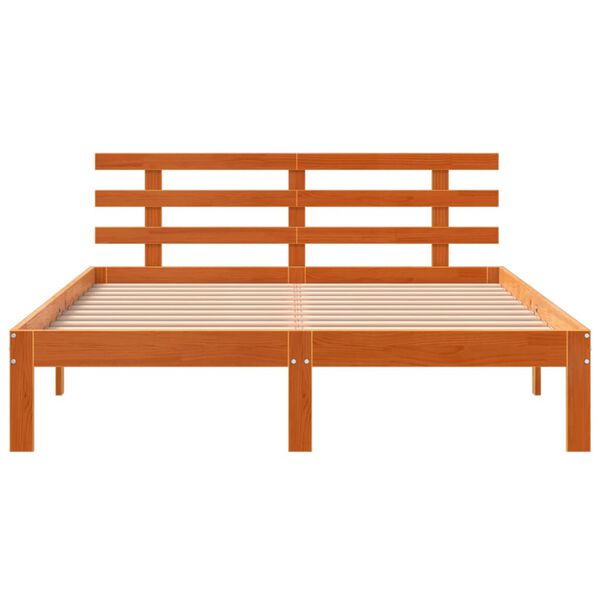 vidaXL Cadre de lit sans matelas cire marron 135x190cm bois pin massif